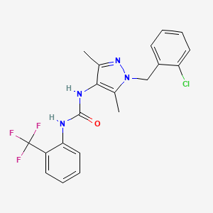 molecular formula C20H18ClF3N4O B4663077 N-[1-(2-chlorobenzyl)-3,5-dimethyl-1H-pyrazol-4-yl]-N'-[2-(trifluoromethyl)phenyl]urea 