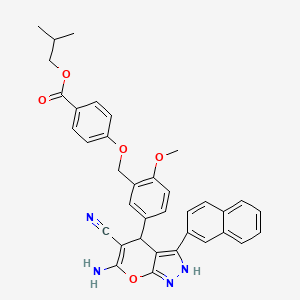 molecular formula C36H32N4O5 B4663083 isobutyl 4-({5-[6-amino-5-cyano-3-(2-naphthyl)-1,4-dihydropyrano[2,3-c]pyrazol-4-yl]-2-methoxybenzyl}oxy)benzoate 