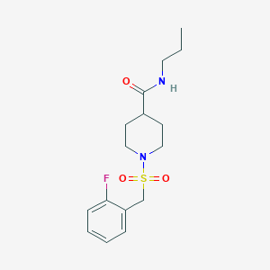 molecular formula C16H23FN2O3S B4663261 1-[(2-fluorobenzyl)sulfonyl]-N-propyl-4-piperidinecarboxamide 