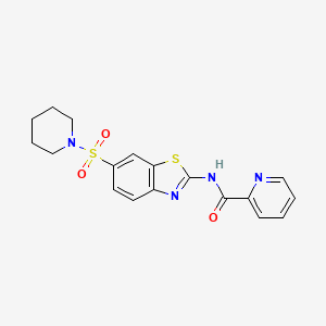 molecular formula C18H18N4O3S2 B4663296 N-[6-(1-piperidinylsulfonyl)-1,3-benzothiazol-2-yl]-2-pyridinecarboxamide 