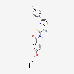 molecular formula C22H23N3O2S2 B4663307 4-butoxy-N-({[4-(4-methylphenyl)-1,3-thiazol-2-yl]amino}carbonothioyl)benzamide 