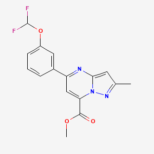 molecular formula C16H13F2N3O3 B4663309 methyl 5-[3-(difluoromethoxy)phenyl]-2-methylpyrazolo[1,5-a]pyrimidine-7-carboxylate 