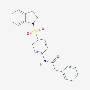 molecular formula C22H20N2O3S B466332 N-[4-(2,3-dihydro-1H-indol-1-ylsulfonyl)phenyl]-2-phenylacetamide CAS No. 433246-03-8