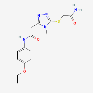 molecular formula C15H19N5O3S B4663320 2-{5-[(2-amino-2-oxoethyl)thio]-4-methyl-4H-1,2,4-triazol-3-yl}-N-(4-ethoxyphenyl)acetamide 