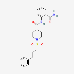 molecular formula C22H27N3O4S B4663343 N-[2-(aminocarbonyl)phenyl]-1-[(3-phenylpropyl)sulfonyl]-4-piperidinecarboxamide 