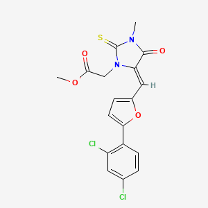 molecular formula C18H14Cl2N2O4S B4663396 methyl (5-{[5-(2,4-dichlorophenyl)-2-furyl]methylene}-3-methyl-4-oxo-2-thioxo-1-imidazolidinyl)acetate 