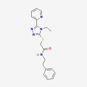 molecular formula C19H21N5OS B4663453 2-{[4-ethyl-5-(2-pyridinyl)-4H-1,2,4-triazol-3-yl]thio}-N-(2-phenylethyl)acetamide 