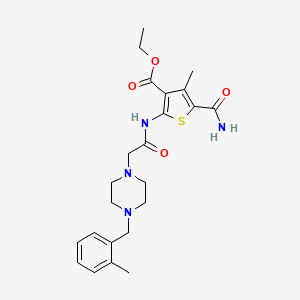 molecular formula C23H30N4O4S B4663690 ethyl 5-(aminocarbonyl)-4-methyl-2-({[4-(2-methylbenzyl)-1-piperazinyl]acetyl}amino)-3-thiophenecarboxylate 