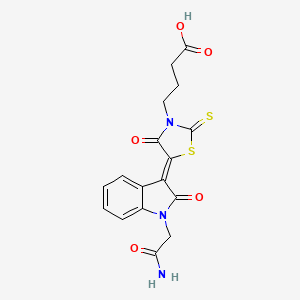 4-{(5Z)-5-[1-(2-amino-2-oxoethyl)-2-oxo-1,2-dihydro-3H-indol-3-ylidene]-4-oxo-2-thioxo-1,3-thiazolidin-3-yl}butanoic acid