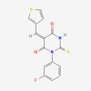 (5E)-1-(3-fluorophenyl)-5-(thiophen-3-ylmethylidene)-2-thioxodihydropyrimidine-4,6(1H,5H)-dione