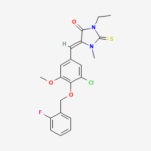 molecular formula C21H20ClFN2O3S B4663754 5-{3-chloro-4-[(2-fluorobenzyl)oxy]-5-methoxybenzylidene}-3-ethyl-1-methyl-2-thioxo-4-imidazolidinone 