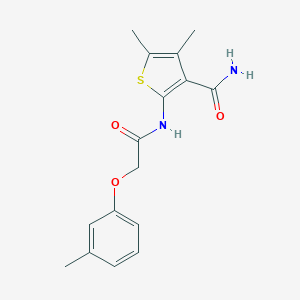 molecular formula C16H18N2O3S B466383 4,5-Dimethyl-2-(2-(m-tolyloxy)acetamido)thiophene-3-carboxamide CAS No. 433322-67-9