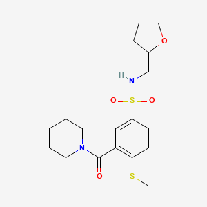 molecular formula C18H26N2O4S2 B4663915 4-(methylthio)-3-(1-piperidinylcarbonyl)-N-(tetrahydro-2-furanylmethyl)benzenesulfonamide 