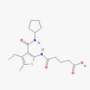 molecular formula C18H26N2O4S B4663916 5-({3-[(cyclopentylamino)carbonyl]-4-ethyl-5-methyl-2-thienyl}amino)-5-oxopentanoic acid CAS No. 888111-60-2