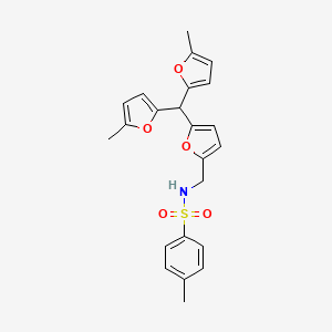 molecular formula C23H23NO5S B4663963 N-({5-[bis(5-methyl-2-furyl)methyl]-2-furyl}methyl)-4-methylbenzenesulfonamide 