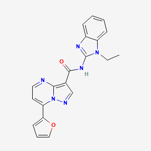 molecular formula C20H16N6O2 B4663964 N-(1-ethyl-1H-benzimidazol-2-yl)-7-(2-furyl)pyrazolo[1,5-a]pyrimidine-3-carboxamide 