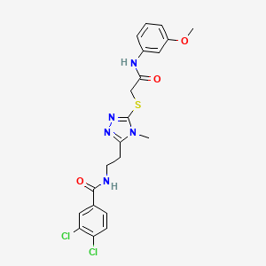molecular formula C21H21Cl2N5O3S B4663983 3,4-dichloro-N-{2-[5-({2-[(3-methoxyphenyl)amino]-2-oxoethyl}thio)-4-methyl-4H-1,2,4-triazol-3-yl]ethyl}benzamide 