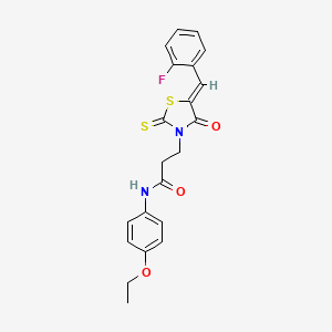 molecular formula C21H19FN2O3S2 B4664000 N-(4-ethoxyphenyl)-3-[5-(2-fluorobenzylidene)-4-oxo-2-thioxo-1,3-thiazolidin-3-yl]propanamide 