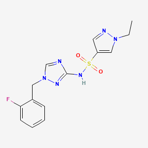 molecular formula C14H15FN6O2S B4664042 1-ethyl-N-[1-(2-fluorobenzyl)-1H-1,2,4-triazol-3-yl]-1H-pyrazole-4-sulfonamide 