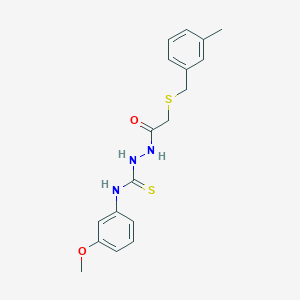 molecular formula C18H21N3O2S2 B4664047 N-(3-methoxyphenyl)-2-{[(3-methylbenzyl)thio]acetyl}hydrazinecarbothioamide 