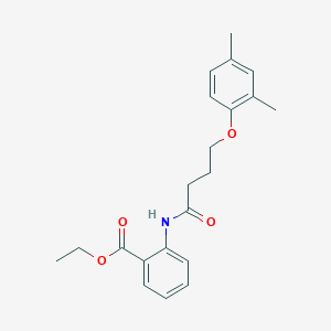 molecular formula C21H25NO4 B4664055 ethyl 2-{[4-(2,4-dimethylphenoxy)butanoyl]amino}benzoate 