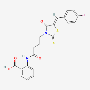 molecular formula C21H17FN2O4S2 B4664066 2-({4-[5-(4-fluorobenzylidene)-4-oxo-2-thioxo-1,3-thiazolidin-3-yl]butanoyl}amino)benzoic acid 