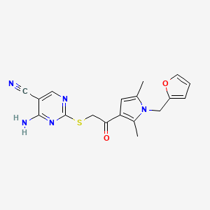 molecular formula C18H17N5O2S B4664073 4-amino-2-({2-[1-(2-furylmethyl)-2,5-dimethyl-1H-pyrrol-3-yl]-2-oxoethyl}thio)-5-pyrimidinecarbonitrile 