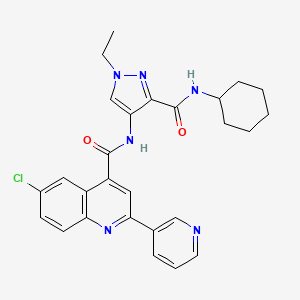 molecular formula C27H27ClN6O2 B4664121 6-chloro-N-{3-[(cyclohexylamino)carbonyl]-1-ethyl-1H-pyrazol-4-yl}-2-(3-pyridinyl)-4-quinolinecarboxamide 