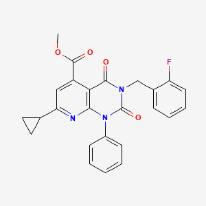 molecular formula C25H20FN3O4 B4664126 methyl 7-cyclopropyl-3-(2-fluorobenzyl)-2,4-dioxo-1-phenyl-1,2,3,4-tetrahydropyrido[2,3-d]pyrimidine-5-carboxylate 