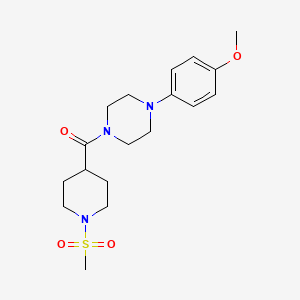molecular formula C18H27N3O4S B4664131 1-(4-methoxyphenyl)-4-{[1-(methylsulfonyl)-4-piperidinyl]carbonyl}piperazine 