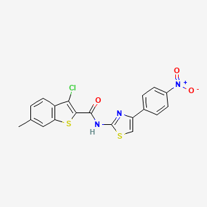 molecular formula C19H12ClN3O3S2 B4664165 3-chloro-6-methyl-N-[4-(4-nitrophenyl)-1,3-thiazol-2-yl]-1-benzothiophene-2-carboxamide 