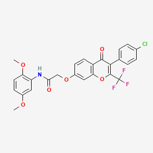 2-{[3-(4-chlorophenyl)-4-oxo-2-(trifluoromethyl)-4H-chromen-7-yl]oxy}-N-(2,5-dimethoxyphenyl)acetamide