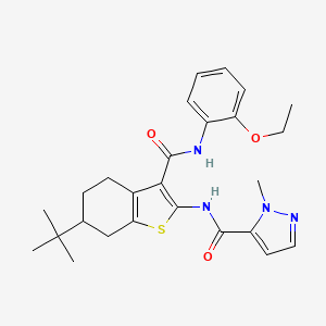 molecular formula C26H32N4O3S B4664196 N-(6-tert-butyl-3-{[(2-ethoxyphenyl)amino]carbonyl}-4,5,6,7-tetrahydro-1-benzothien-2-yl)-1-methyl-1H-pyrazole-5-carboxamide 
