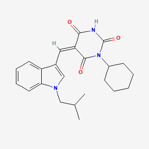molecular formula C23H27N3O3 B4664212 1-cyclohexyl-5-[(1-isobutyl-1H-indol-3-yl)methylene]-2,4,6(1H,3H,5H)-pyrimidinetrione 