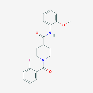 molecular formula C20H21FN2O3 B4664259 1-(2-fluorobenzoyl)-N-(2-methoxyphenyl)-4-piperidinecarboxamide 