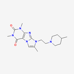 molecular formula C18H26N6O2 B4664292 1,3,7-trimethyl-8-[2-(4-methyl-1-piperidinyl)ethyl]-1H-imidazo[2,1-f]purine-2,4(3H,8H)-dione 