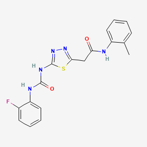 molecular formula C18H16FN5O2S B4664319 2-[5-({[(2-fluorophenyl)amino]carbonyl}amino)-1,3,4-thiadiazol-2-yl]-N-(2-methylphenyl)acetamide 