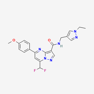 molecular formula C21H20F2N6O2 B4664348 7-(difluoromethyl)-N-[(1-ethyl-1H-pyrazol-4-yl)methyl]-5-(4-methoxyphenyl)pyrazolo[1,5-a]pyrimidine-3-carboxamide 