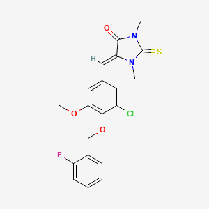 molecular formula C20H18ClFN2O3S B4664370 5-{3-chloro-4-[(2-fluorobenzyl)oxy]-5-methoxybenzylidene}-1,3-dimethyl-2-thioxo-4-imidazolidinone 