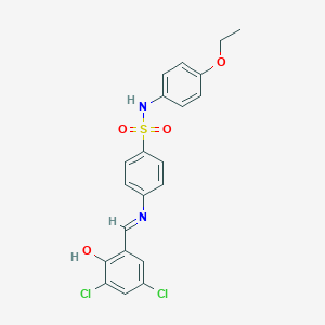 molecular formula C21H18Cl2N2O4S B466438 4-[(3,5-dichloro-2-hydroxybenzylidene)amino]-N-(4-ethoxyphenyl)benzenesulfonamide 