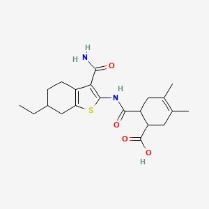 molecular formula C21H28N2O4S B4664384 6-({[3-(aminocarbonyl)-6-ethyl-4,5,6,7-tetrahydro-1-benzothien-2-yl]amino}carbonyl)-3,4-dimethyl-3-cyclohexene-1-carboxylic acid 