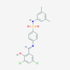 molecular formula C21H18Cl2N2O3S B466439 4-[(3,5-dichloro-2-hydroxybenzylidene)amino]-N-(3,5-dimethylphenyl)benzenesulfonamide 