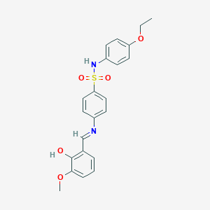 molecular formula C22H22N2O5S B466442 N-(4-ethoxyphenyl)-4-[(2-hydroxy-3-methoxybenzylidene)amino]benzenesulfonamide CAS No. 468101-21-5