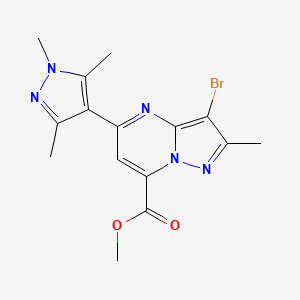 molecular formula C15H16BrN5O2 B4664442 methyl 3-bromo-2-methyl-5-(1,3,5-trimethyl-1H-pyrazol-4-yl)pyrazolo[1,5-a]pyrimidine-7-carboxylate 