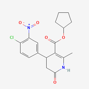 molecular formula C18H19ClN2O5 B4664454 cyclopentyl 4-(4-chloro-3-nitrophenyl)-2-methyl-6-oxo-1,4,5,6-tetrahydro-3-pyridinecarboxylate 