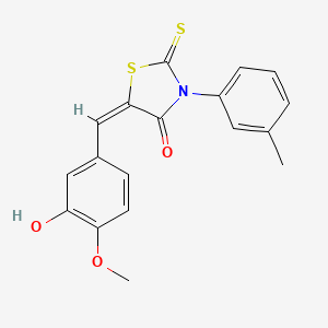 molecular formula C18H15NO3S2 B4664469 5-(3-hydroxy-4-methoxybenzylidene)-3-(3-methylphenyl)-2-thioxo-1,3-thiazolidin-4-one 