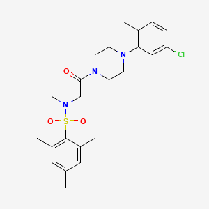 molecular formula C23H30ClN3O3S B4664488 N-{2-[4-(5-Chloro-2-methyl-phenyl)-piperazin-1-yl]-2-oxo-ethyl}-2,4,6,N-tetramethyl-benzenesulfonamide 