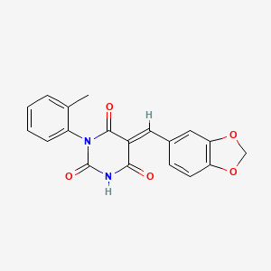 molecular formula C19H14N2O5 B4664515 5-(1,3-benzodioxol-5-ylmethylene)-1-(2-methylphenyl)-2,4,6(1H,3H,5H)-pyrimidinetrione 