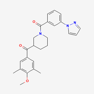 molecular formula C25H27N3O3 B4664516 (4-methoxy-3,5-dimethylphenyl){1-[3-(1H-pyrazol-1-yl)benzoyl]-3-piperidinyl}methanone 