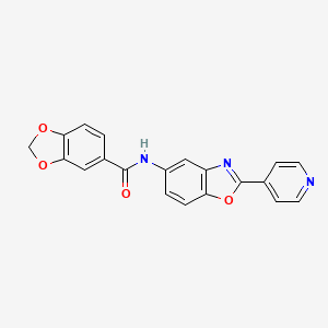 N-[2-(4-pyridinyl)-1,3-benzoxazol-5-yl]-1,3-benzodioxole-5-carboxamide